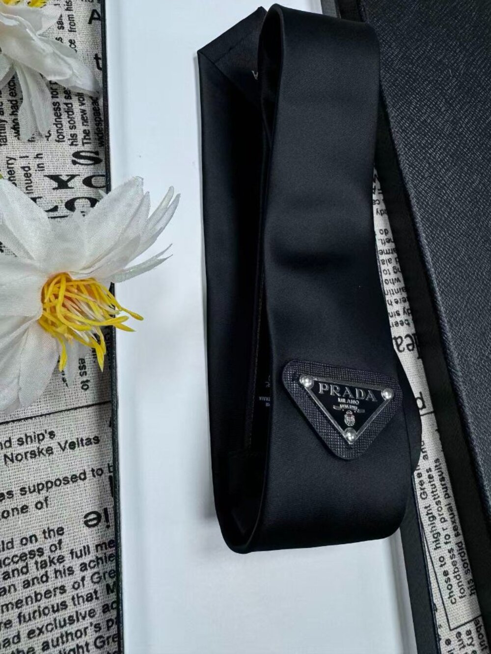 🎈 Prada Re-Nylon Gabardine Tie Black Luxury Gift Box | NWT - Picture 5 of 7